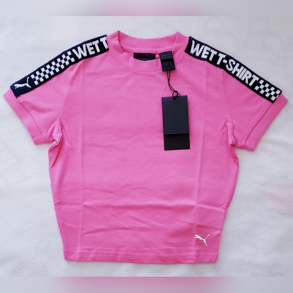Puma x Fenty by Rihanna Womans Cropped Pink Tee